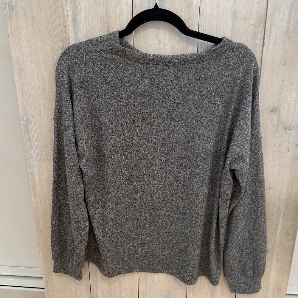 Zenana Soft Melange Hacci Long Sleeve Tee and Joggers Set NEW Black /Small - Picture 5 of 8